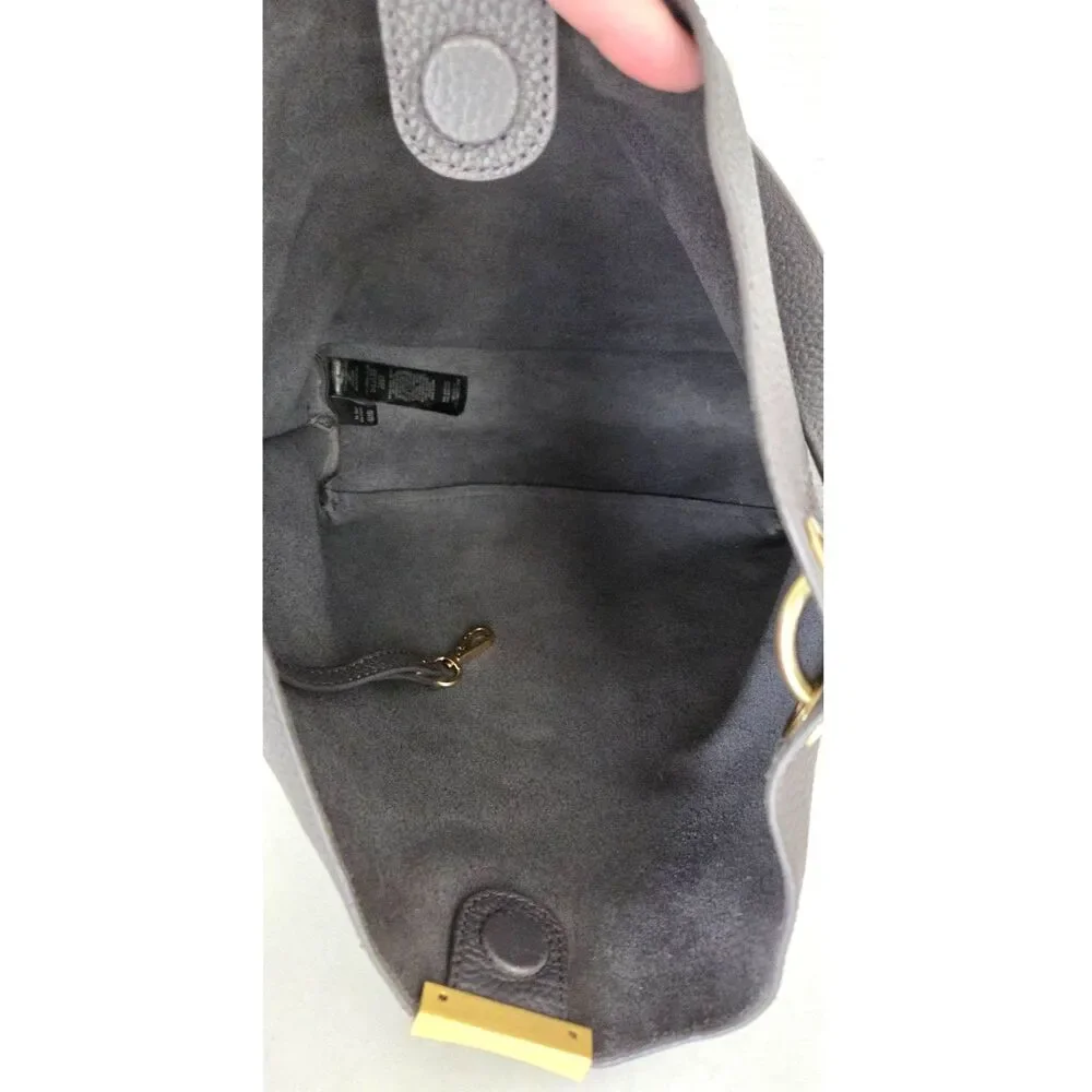Ted Baker London Candiee Pebbled Leather Charcoal Grey Hobo Bag Gold Hardware